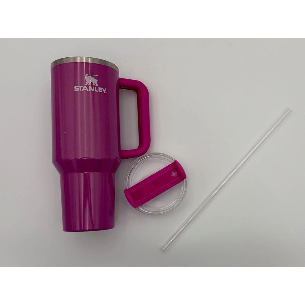Stanley pink 40 oz handled tumbler cup with straw lid new without tags READ